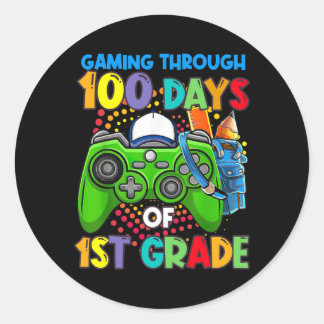 Sticker Rond Jeux vidéo à travers 100 jours de citation de garç