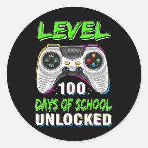 Sticker Rond Jeux Vidéo Niveau 100 Jours De L'École Étudié Déve
