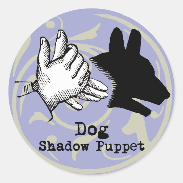 Sticker Rond Jeux Vintages pour marionnettes de chien (Devant)