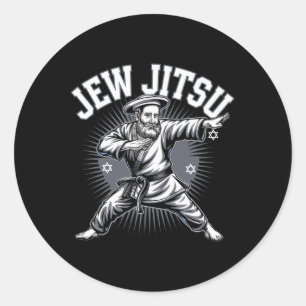 Sticker Rond Jew Jitsu Karate Hanoukka Jiu Jitsu Martial Arts D