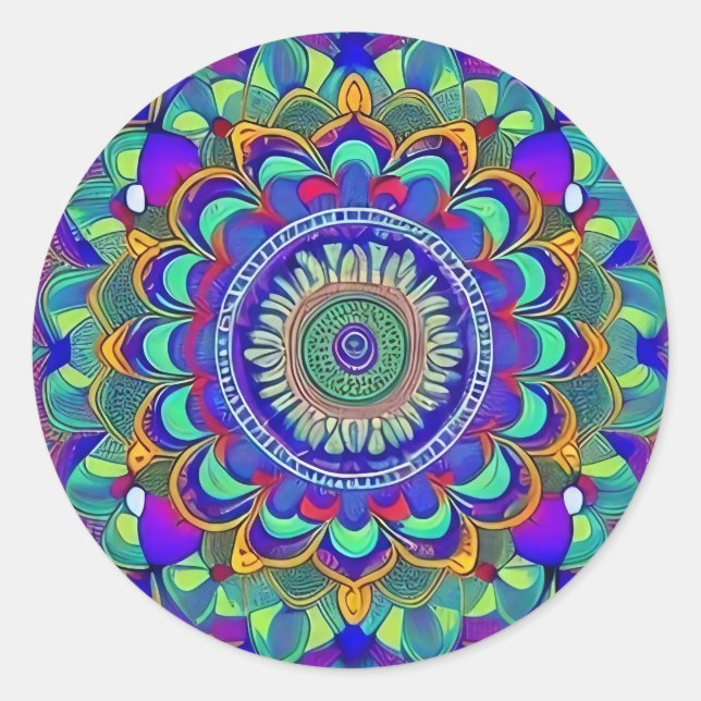 Sticker Rond Jewel Mandala (Devant)