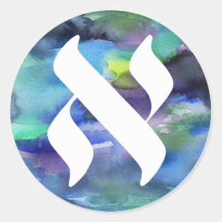 Sticker Rond Jewish Language Project Logo Alef WatercoloSticker