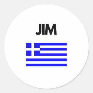 Sticker Rond Jim Nom grec avec design drapeau grec