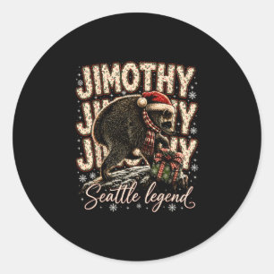 Sticker Rond Jimothy légende de Seattle raton laveur Noël chape