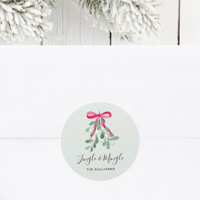 Sticker Rond Jingle And Mingle Gui de Noël Vert (Créateur téléchargé)