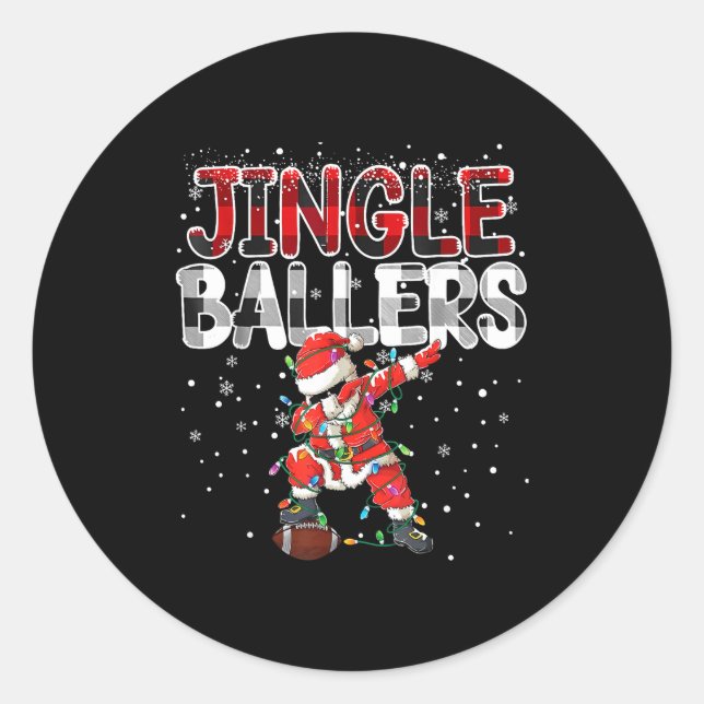 Sticker Rond Jingle Ballers Santa Football Christmas Soccer Pla (Devant)