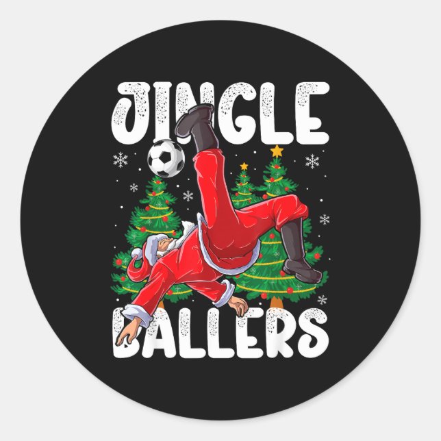 Sticker Rond Jingle Ballers Santa Football Christmas Soccer Pla (Devant)