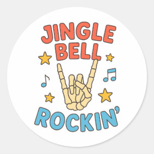 Sticker Rond Jingle Bell Rockin Drôle de squelette de Noël