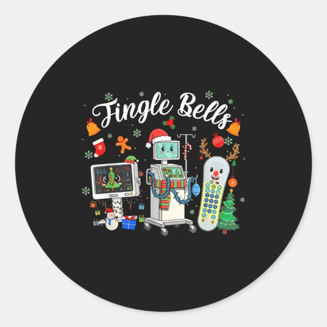 Sticker Rond Jingle Bells Er Nurse Funny Christmas Tech Nursing (Devant)