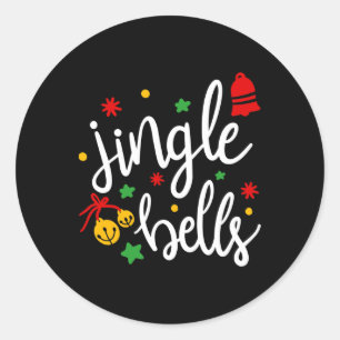 Sticker Rond Jingle Bells Jingle All The Way Xmas Cadeau Noël