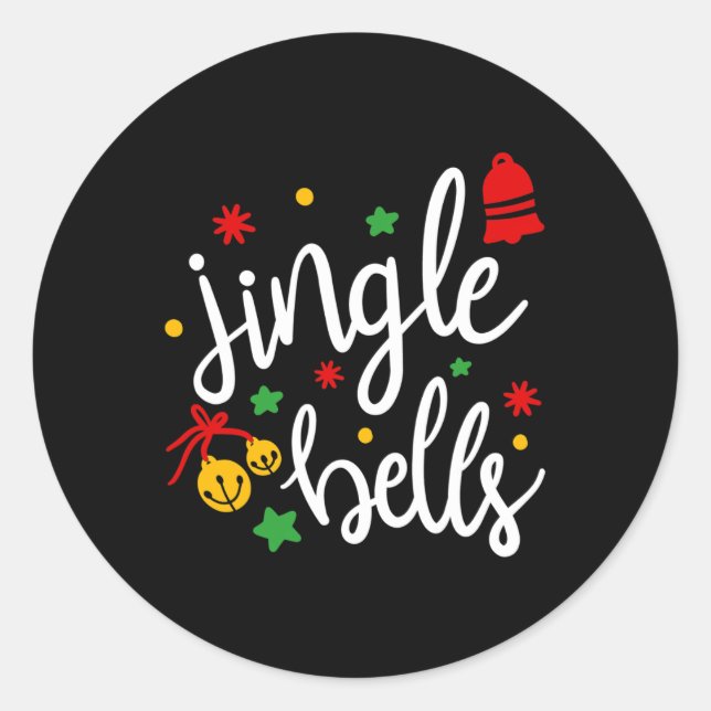 Sticker Rond Jingle Bells Jingle Tout le chemin Noël cadeau Noë (Devant)