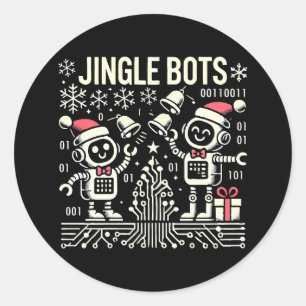 Sticker Rond Jingle Bots Festive Robots de vacances avec chapea