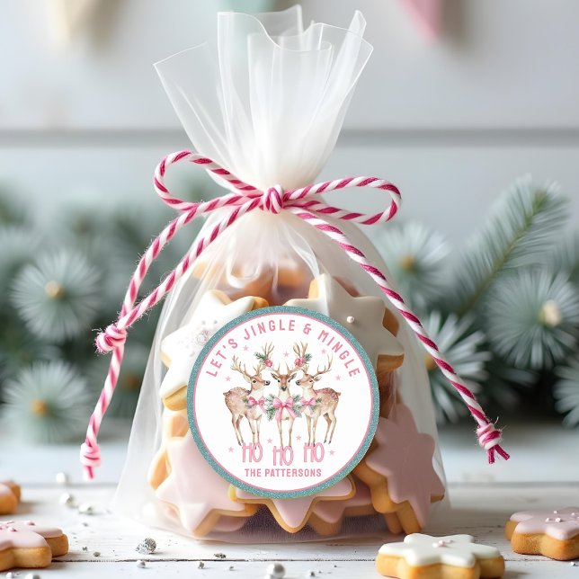 Sticker Rond Jingle et Mingle de rennes de Noël personnalisés (Créateur téléchargé)