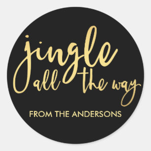 Sticker Rond Jingle noir et or tout le chemin avec nom