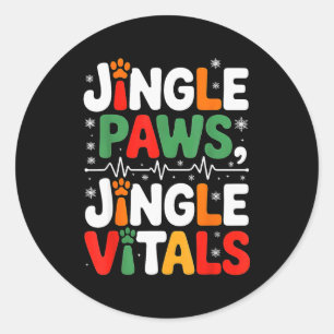 Sticker Rond Jingle Paws Jingle Vitals Dr Vétérinaire Mignonne