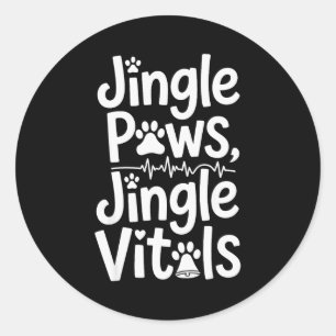Sticker Rond Jingle Paws Jingle Vitals Drôle Infirmière Vétérin