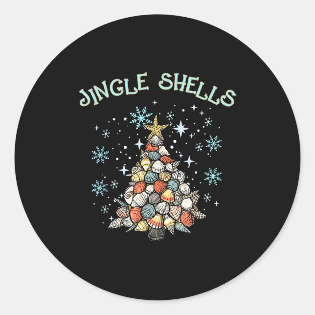 Sticker Rond Jingle Shells Christmas Tree Snowflakes Celebratio (Devant)