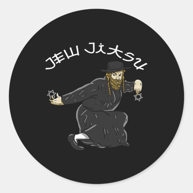 Sticker Rond Jitsu Karate Funny Hanukkah (Devant)