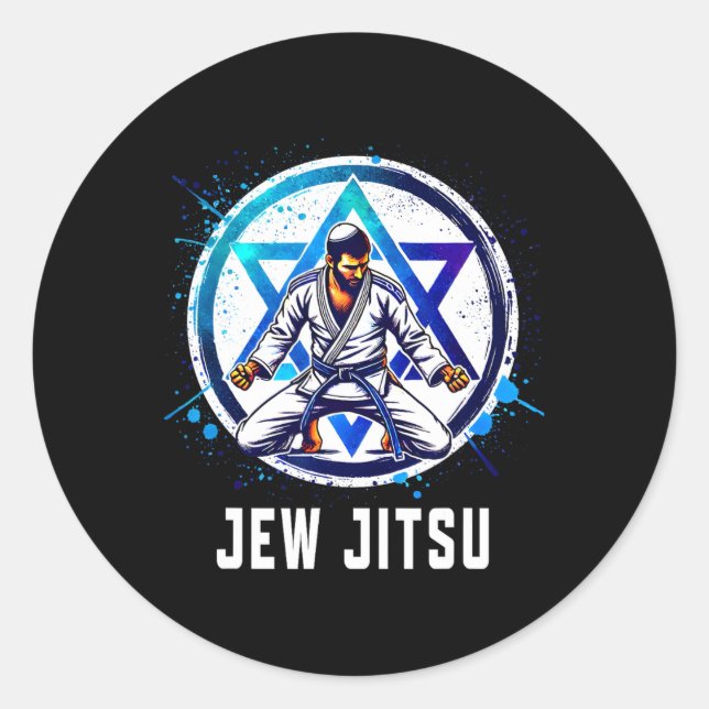 Sticker Rond Jitsu Karate Funny Hanukkah (Devant)