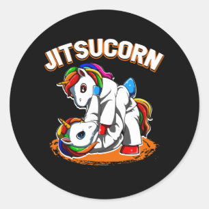 Sticker Rond Jiu Jitsu Brésil Unicorne Autodéfense Judo Mart