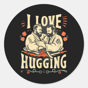 Sticker Rond Jiu Jitsu Brésilien BJJ Amour Étreinte Drôle MMA