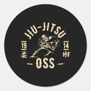 Sticker Rond Jiu Jitsu Brésilien E Suave Oss Bjj Lutter Contre