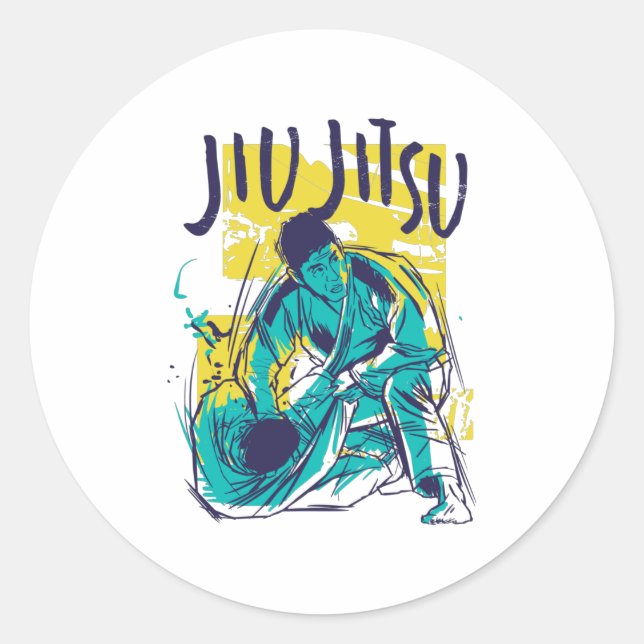 Sticker Rond Jiu Jitsu Grunge (Devant)