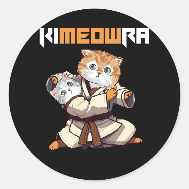 Sticker Rond Jiu Jitsu Kimura Kimeowra Cute Kawaii Amoureux des (Devant)