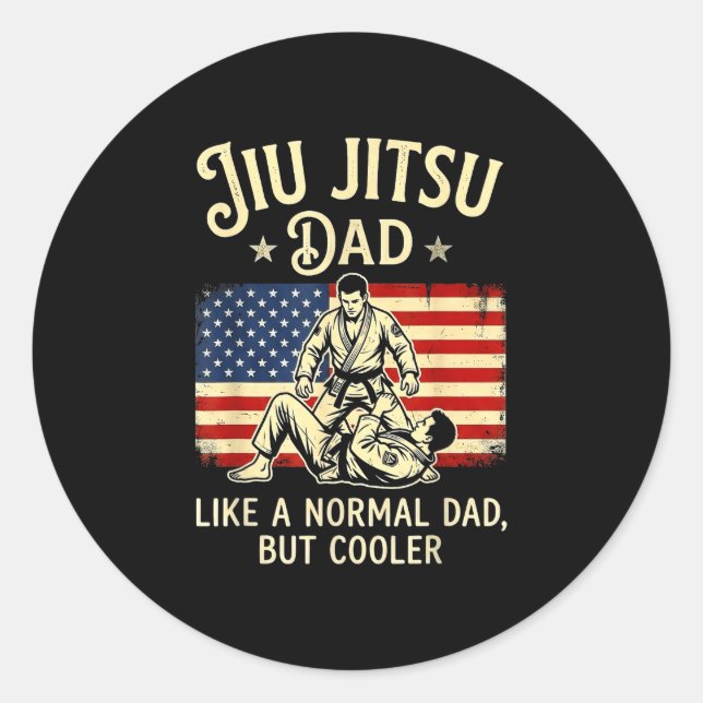 Sticker Rond Jiu jitsu papa comme un papa normal mais plus cool (Devant)
