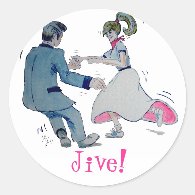 Sticker Rond Jive Fun ! swing danse rock and roll (Devant)