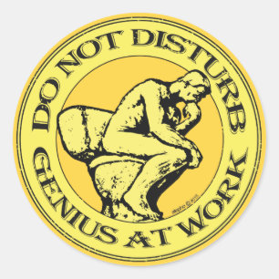 Sticker Rond JO Not Disturb, Genius At Work (Colour stamp)