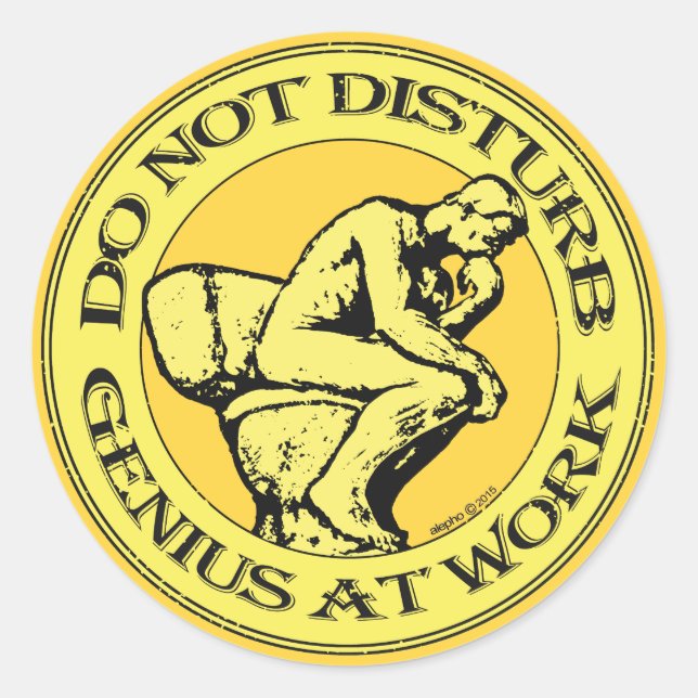 Sticker Rond JO Not Disturb, Genius At Work (Colour stamp) (Devant)