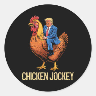 Sticker Rond Jockey de poulet Trump Mème amusant 5
