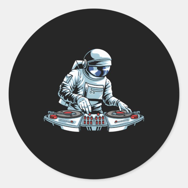 Sticker Rond Jockey Dj Jeu d'engrenages Tourne-disque Vinyl Ast (Devant)