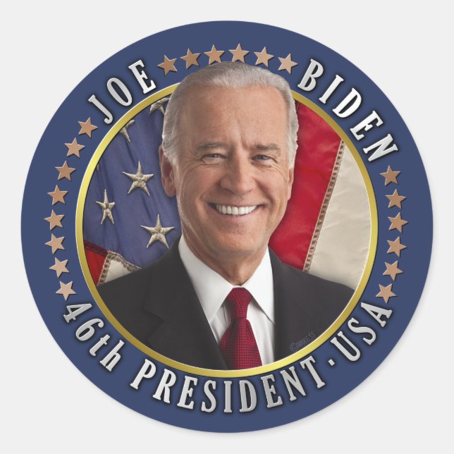 Sticker Rond Joe Biden 46e Président USA Photo commémorative (Devant)