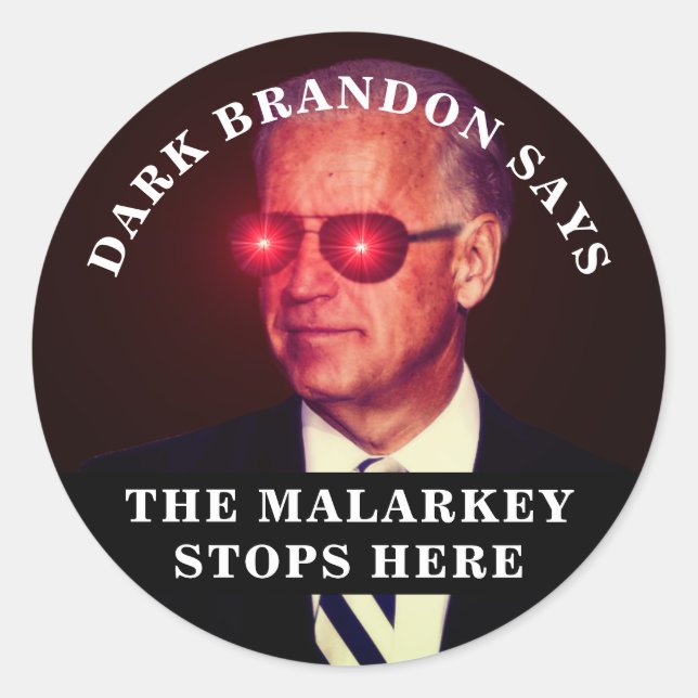 Sticker Rond Joe Biden comme bouton Dark Brandon (Devant)