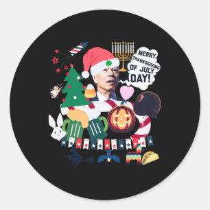 Sticker Rond Joe Biden confus Vacances Anti Joe Biden Drôle Re