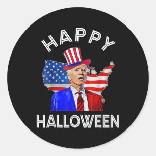 Sticker Rond Joe Biden Joyeux Halloween le Juillet de l'Indépen