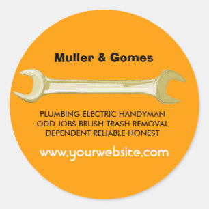 Sticker Rond Joe Le Plumber Golden Wrench