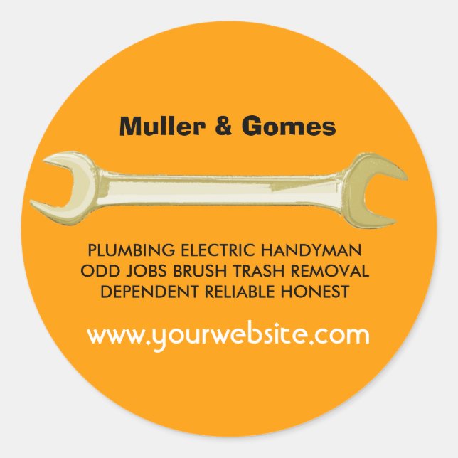 Sticker Rond Joe Le Plumber Golden Wrench (Devant)