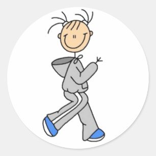 Sticker Rond Jogging Stick Figure