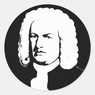 Sticker Rond Johann Sebastian Bach abstrakt in Schwarz und weiß