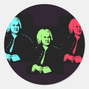 Sticker Rond Johann Sebastian Bach Collage