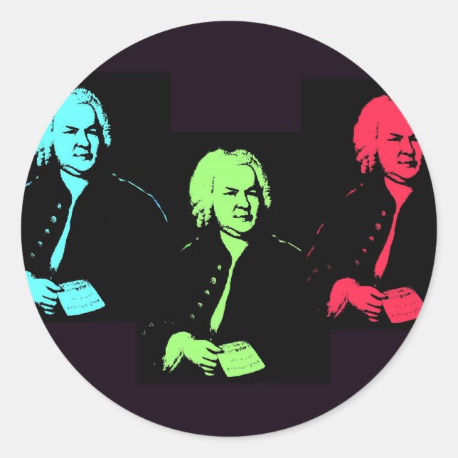Sticker Rond Johann Sebastian Bach Collage (Devant)