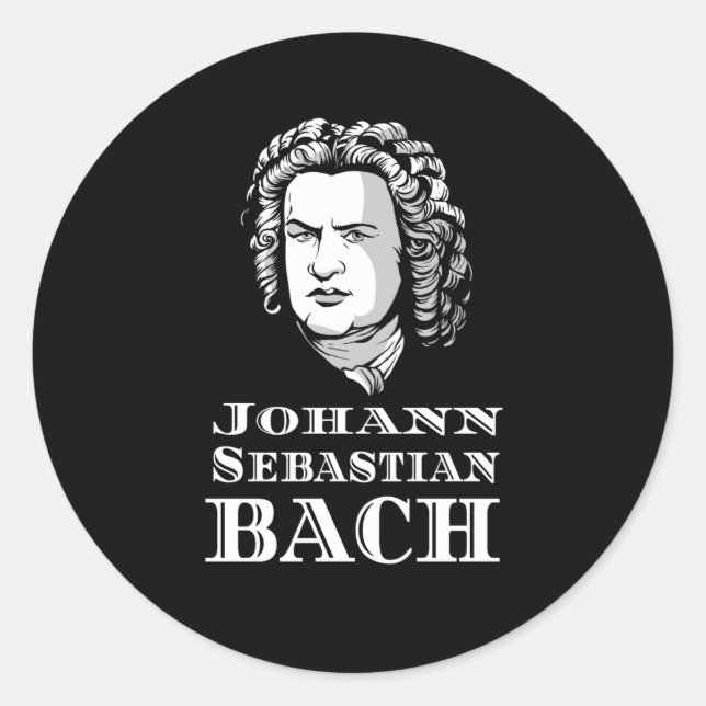 Sticker Rond Johann Sebastian Bach Portrait (Devant)