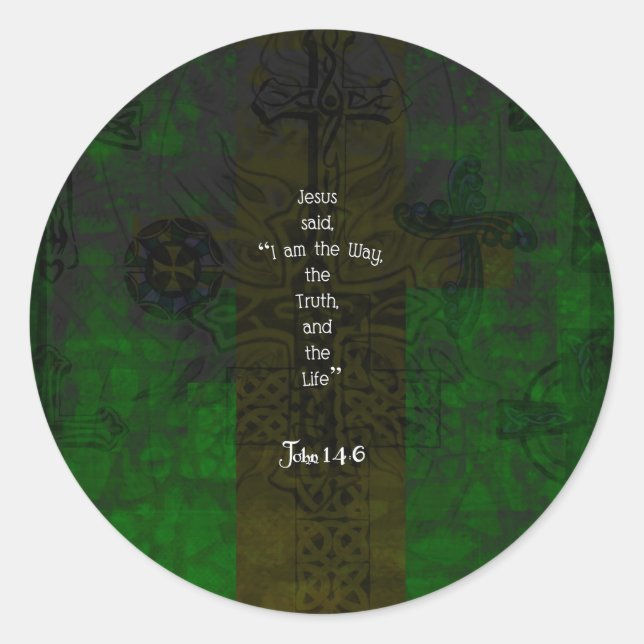 Sticker Rond John 14:6 Verse de la Bible Citation de chemin ins (Devant)