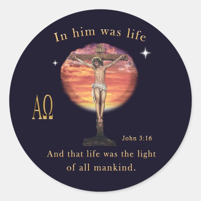 Sticker Rond John 3:16 (Devant)