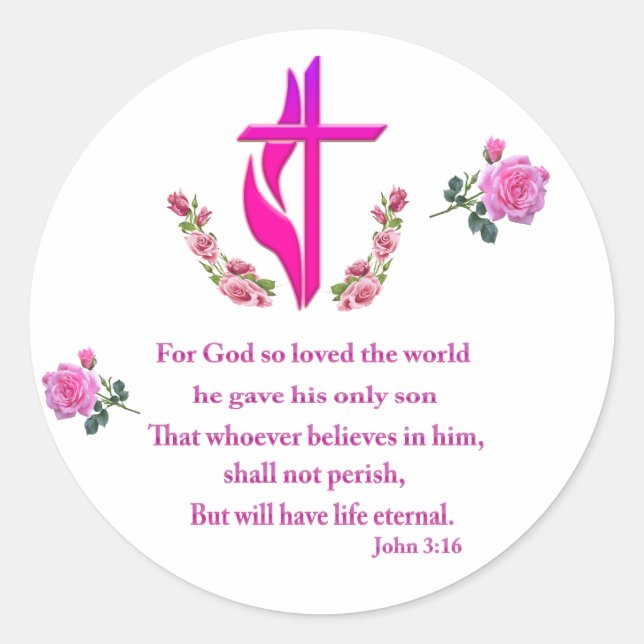 Sticker Rond John 3:16 (Devant)