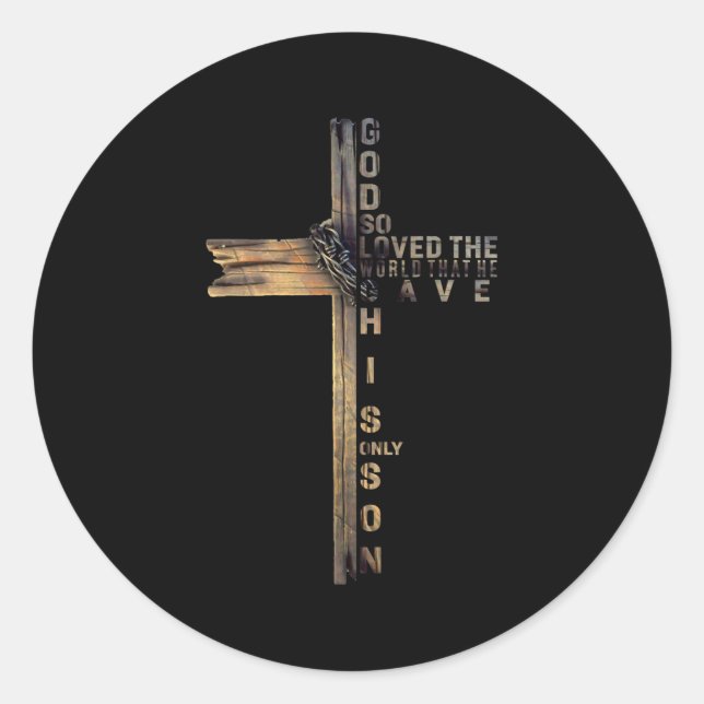Sticker Rond John 3_16 Christian Cross Bible Shirt Christian Qu (Devant)
