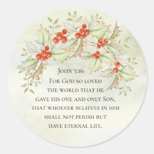 Sticker Rond John 3:16 God so Loved the World, Christmas